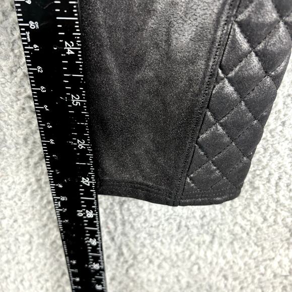 Spanx Faux Leather Leggings Medium Quilted Moto Liquid Look High Rise Shaping - Picture 12 of 13